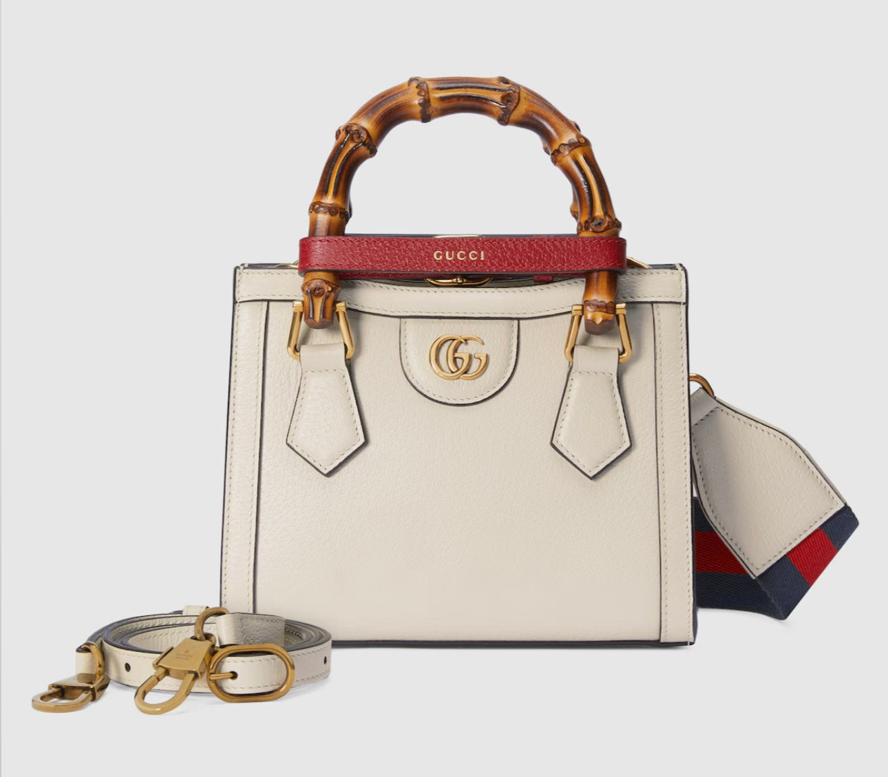 Gucci Diana – Borsa Small in Pelle Bianca con Manico in Bambù